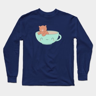 Kawaii Brown Bear Teacup t-shirt Long Sleeve T-Shirt